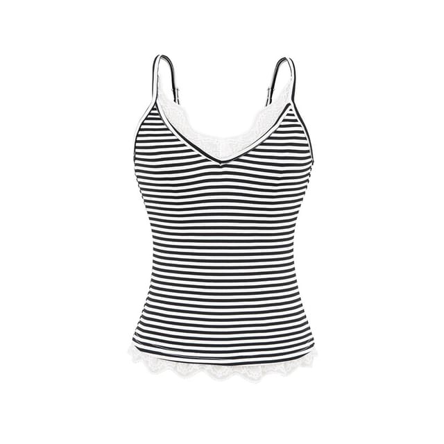 Spaghetti Strap V-Neck Striped Camisole Top