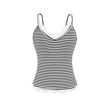 Spaghetti Strap V-Neck Striped Camisole Top