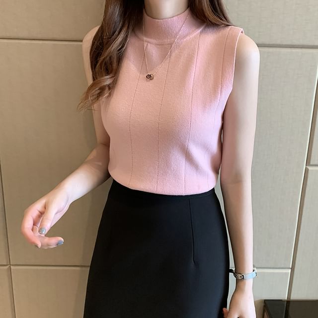 Mock-Neck Knit Tank