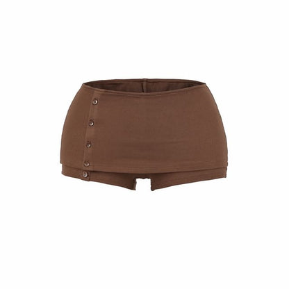Long-Sleeve Buttoned Tee with Hot Pants