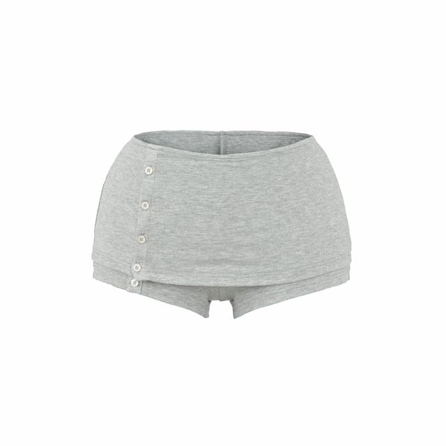 Long-Sleeve Buttoned Tee with Hot Pants