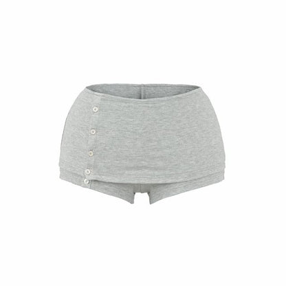 Long-Sleeve Buttoned Tee with Hot Pants