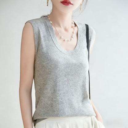 Scoop Neck Sleeveless Knit Top