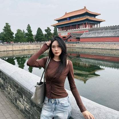 Crew-Neck Tee and Shirred Camisole Set