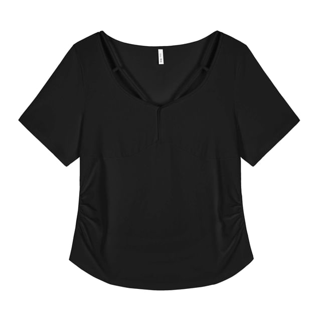 V-Neck Ruched Short-Sleeve Tee