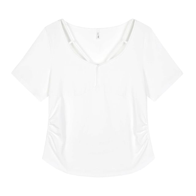 V-Neck Ruched Short-Sleeve Tee