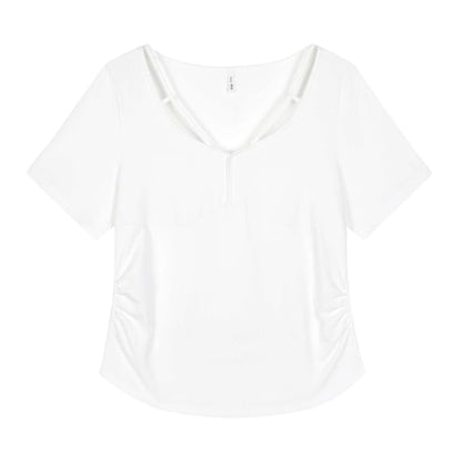 V-Neck Ruched Short-Sleeve Tee