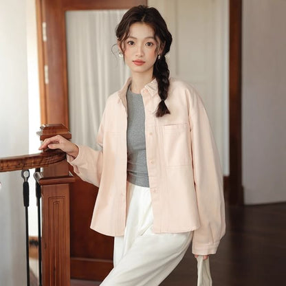 Denim Long-Sleeve Button-Up Shirt