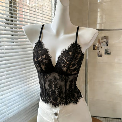 V-Neck Lace Bra Top