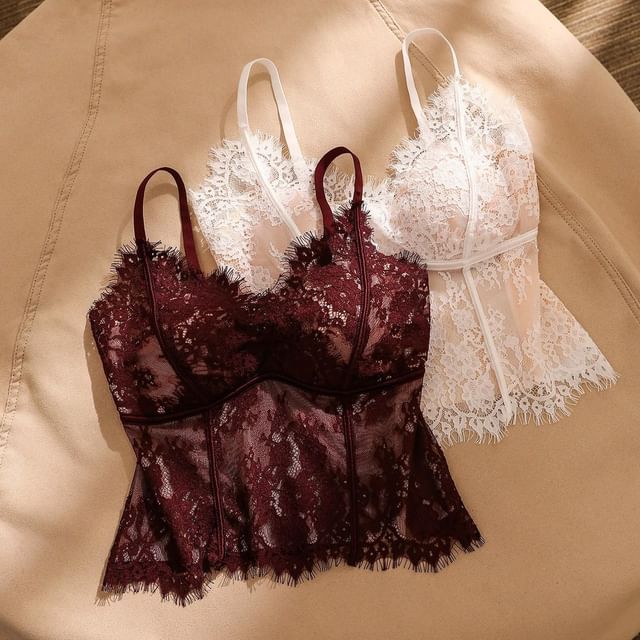 V-Neck Lace Bra Top