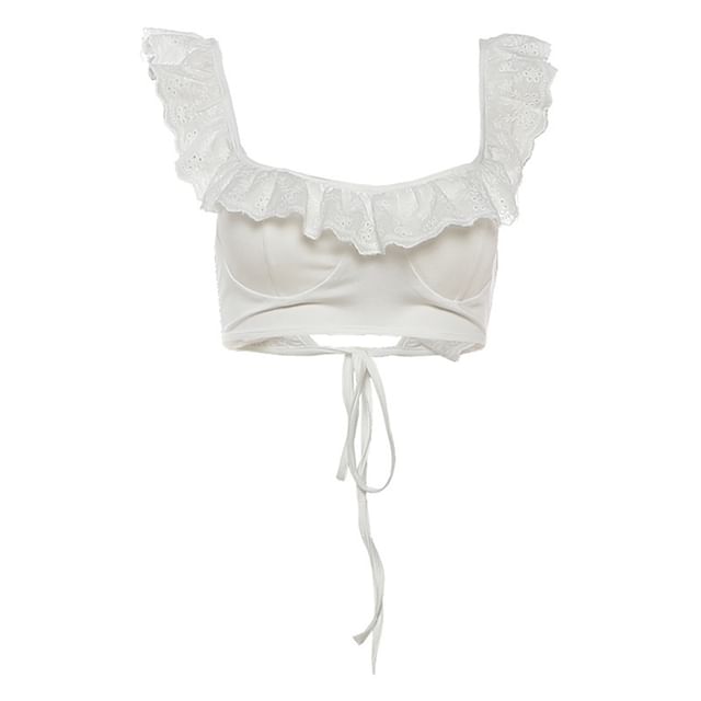 Lace Panel Tie Back Bikini Top / Swim Skirt