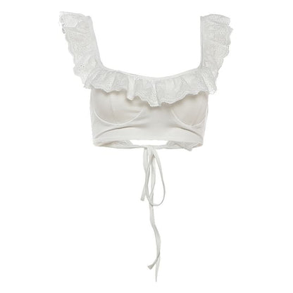 Lace Panel Tie Back Bikini Top / Swim Skirt