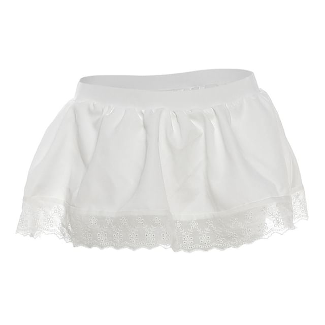 Lace Panel Tie Back Bikini Top / Swim Skirt
