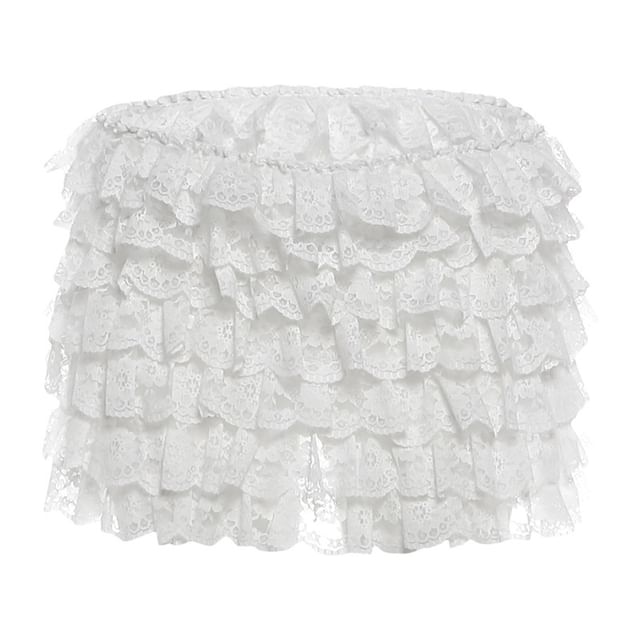 Plain Crop Corset Tube Top / Mid Rise Tiered Lace Mini Pencil Skirt