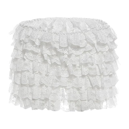 Plain Crop Corset Tube Top / Mid Rise Tiered Lace Mini Pencil Skirt