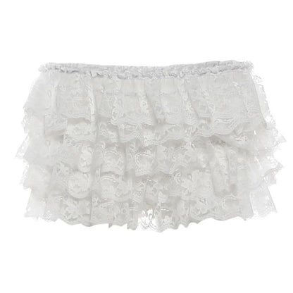 V Neck Lace Panel Slim-Fit Tank Top / Low Waist Lace Layering Mini Skirt