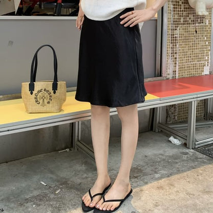 High Waist Plain Mini A-Line Skirt