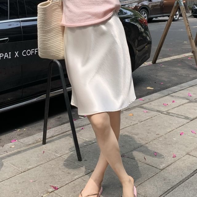High Waist Plain Mini A-Line Skirt