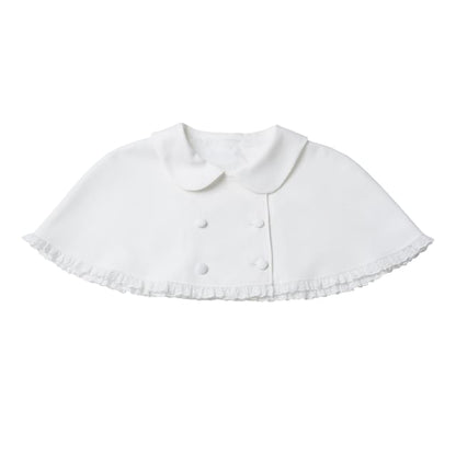 Long-Sleeve Band Collar Plain Blouse / Collared Plain Crop Cape / Mid Rise Plain Mini A-Line Skirt / Long-Sleeve Collared Plain Ruffle Trim Mini A-Line Dress