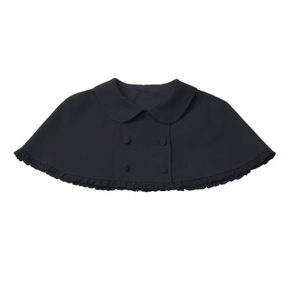 Long-Sleeve Band Collar Plain Blouse / Collared Plain Crop Cape / Mid Rise Plain Mini A-Line Skirt / Long-Sleeve Collared Plain Ruffle Trim Mini A-Line Dress