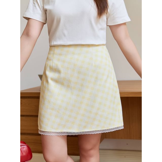 Mid Waist Plaid Mini Skirt