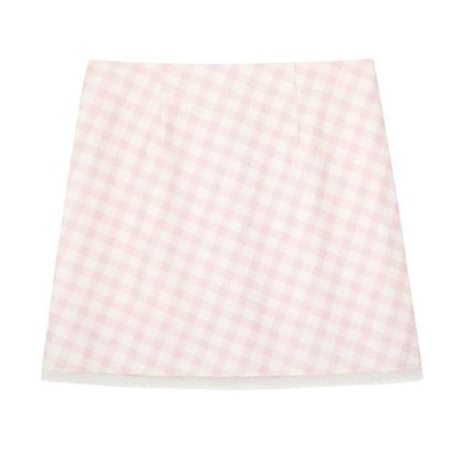Mid Waist Plaid Mini Skirt