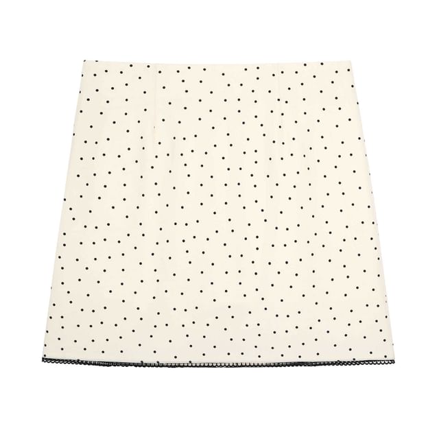 Mid Waist Dotted Mini A-Line Skirt