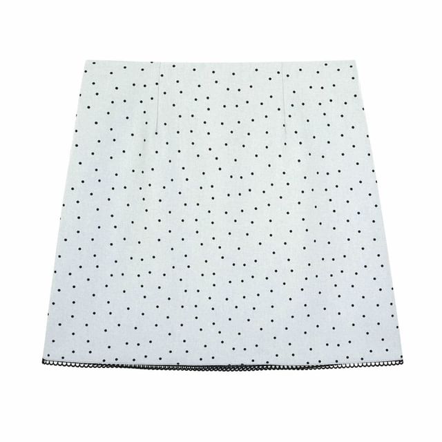 Mid Waist Dotted Mini A-Line Skirt
