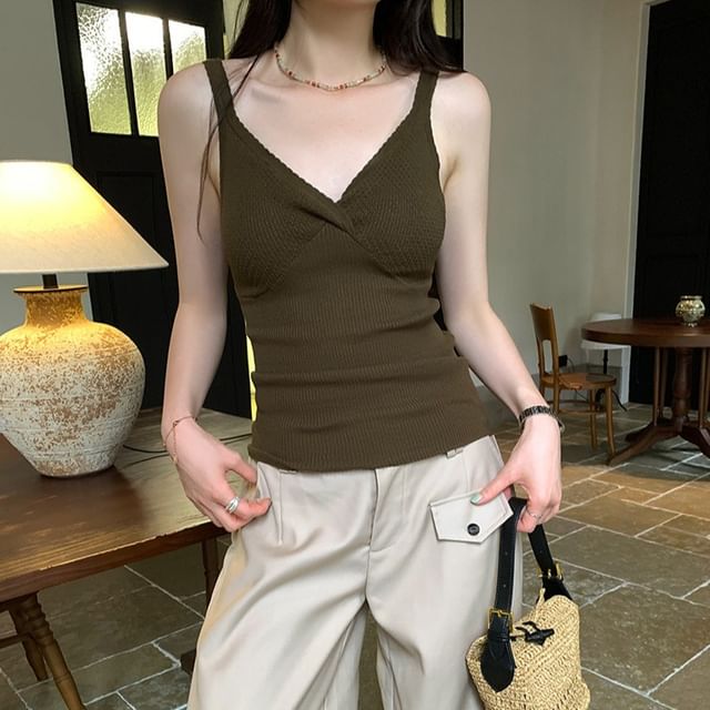 Crop V-Neck Sleeveless Tank