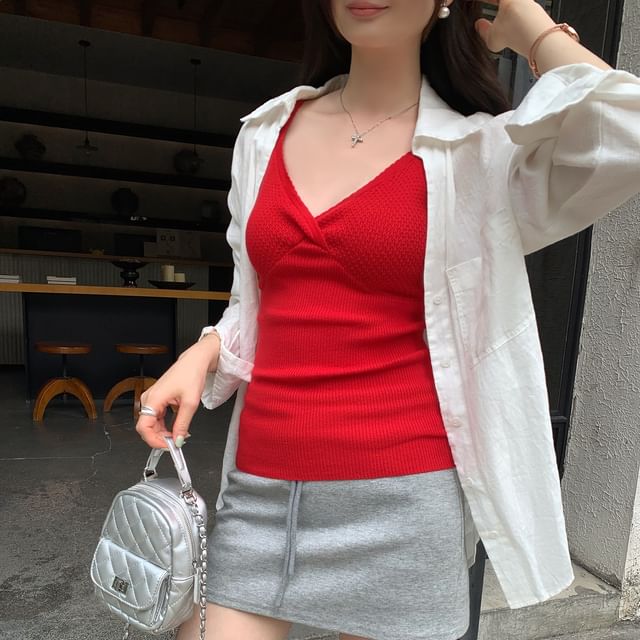 Crop V-Neck Sleeveless Tank
