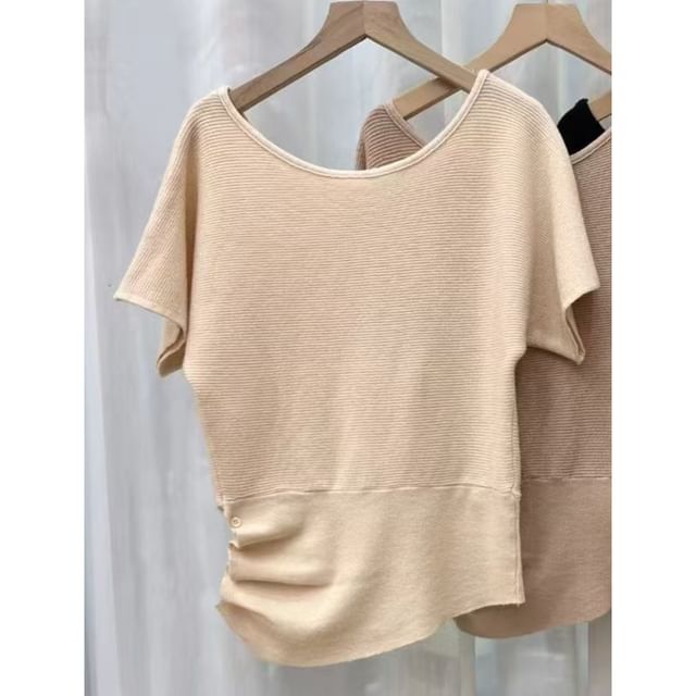 One Shoulder Ruched Knit Top