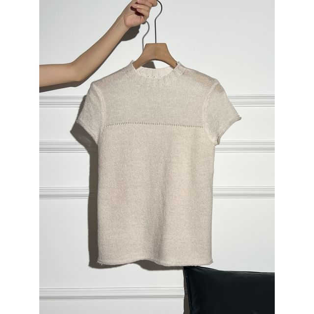 Crewneck Short-Sleeve Knit Top
