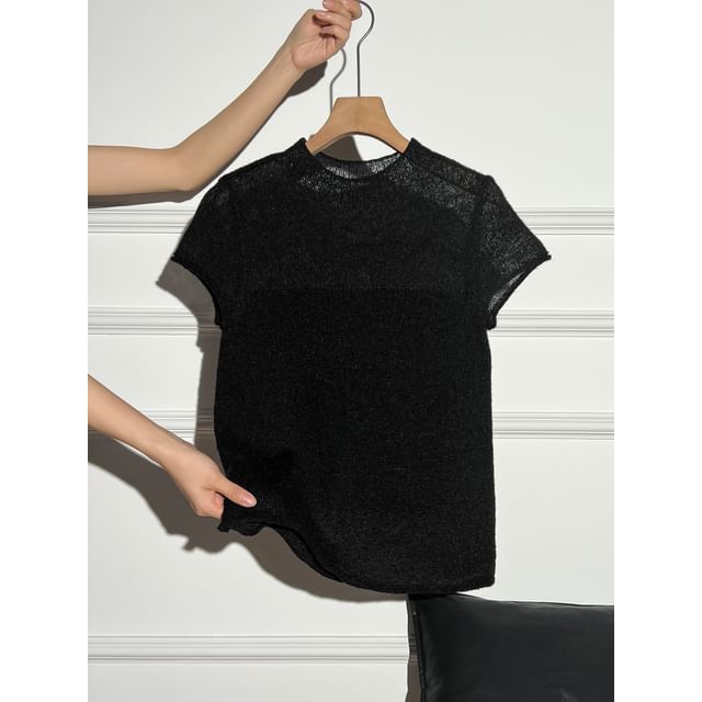 Crewneck Short-Sleeve Knit Top