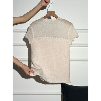 Crewneck Short-Sleeve Knit Top