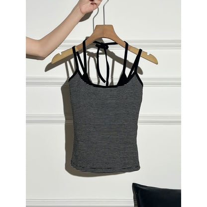 Strapped Striped Crop Tee