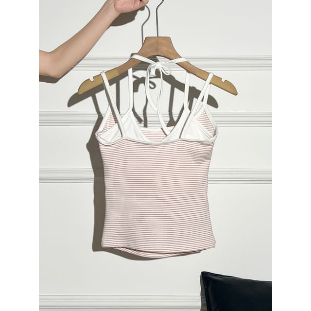 Strapped Striped Crop Tee