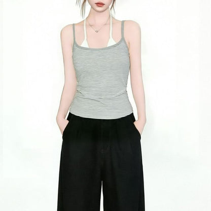 Strapped Striped Crop Tee