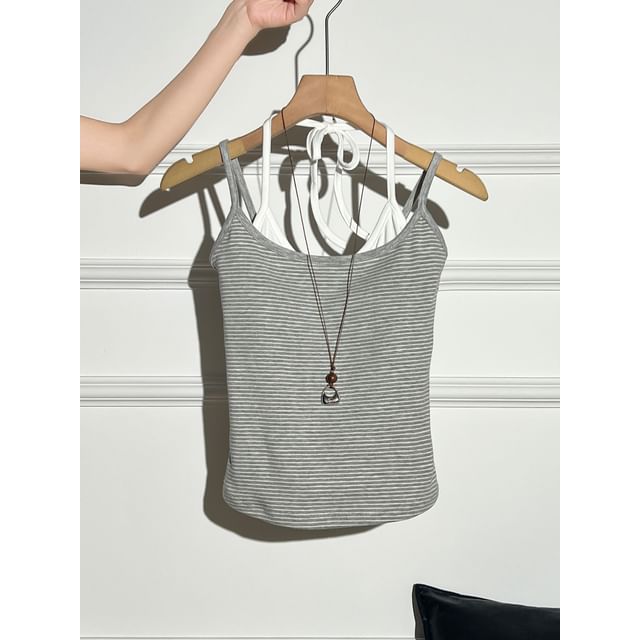 Strapped Striped Crop Tee
