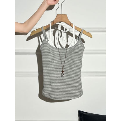 Strapped Striped Crop Tee