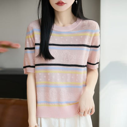 Striped Crewneck Knit Tee