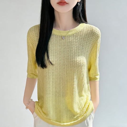Waffle Knit Crewneck Top