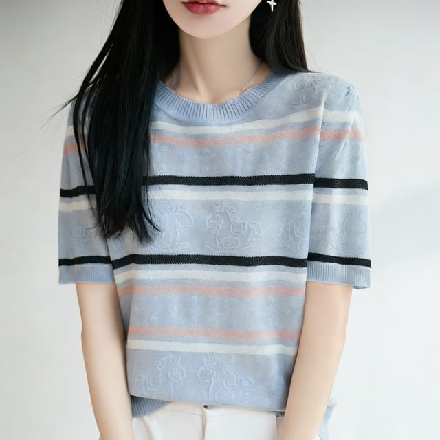 Striped Crewneck Knit Tee