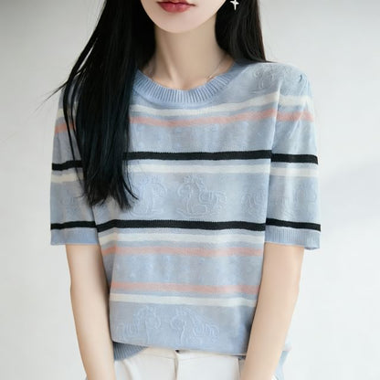 Striped Crewneck Knit Tee