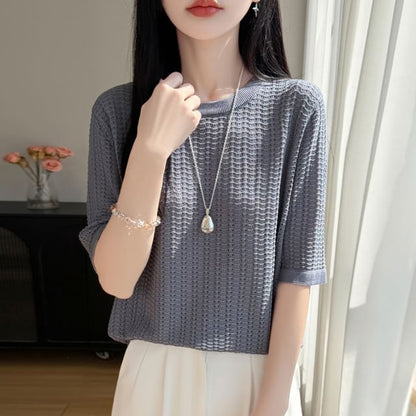 Waffle Knit Crewneck Top