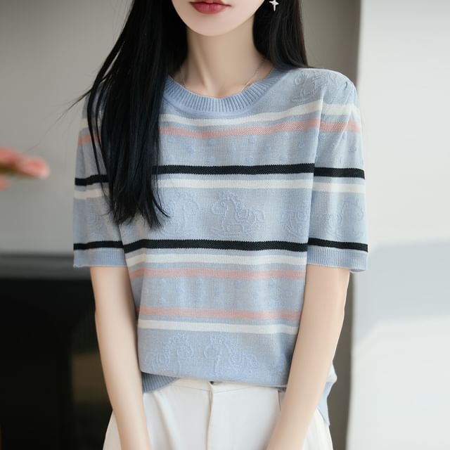 Striped Crewneck Knit Tee