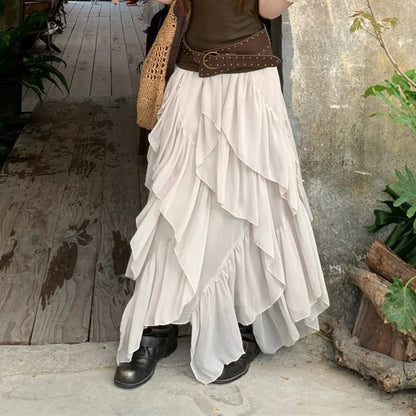 Cutout Back Tank with Maxi Skirt and Belt Set
