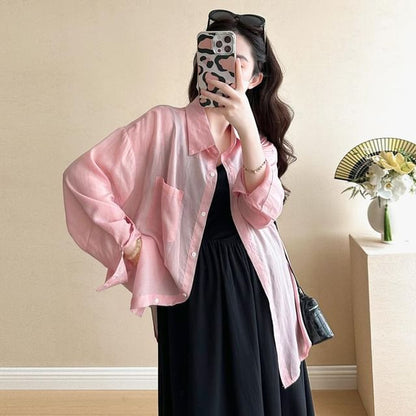 Maternity Collared Shirt and A-Line Dress Set