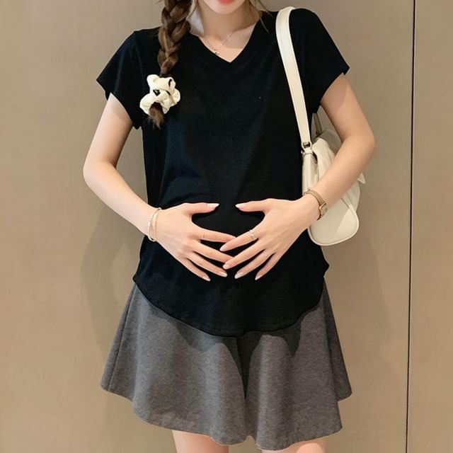 Maternity Cap Sleeve Tee with Mini Skort