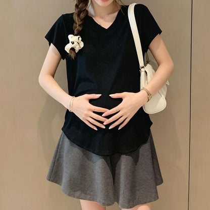 Maternity Cap Sleeve Tee with Mini Skort