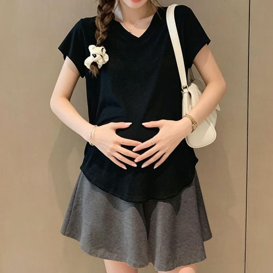 Maternity Cap Sleeve Tee with Mini Skort